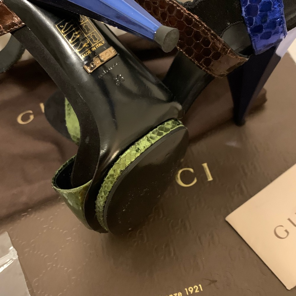 Gucci Colorblock Metallic Python Leather Heels - image 4